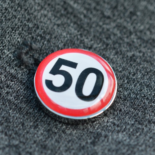 50 MPH Speed Sign Lapel Pin badge