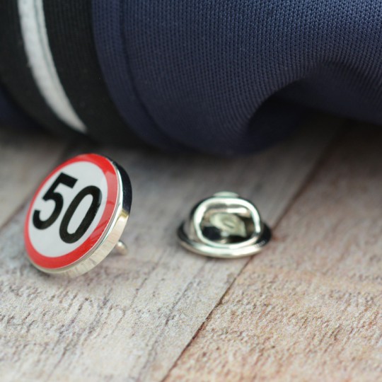 50 MPH Speed Sign Lapel Pin badge