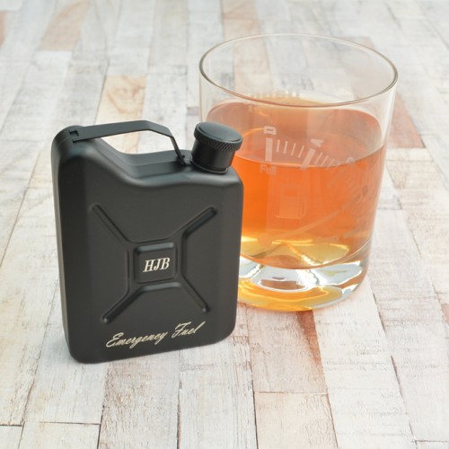 Personalised Petrol Can Black Hip Flask