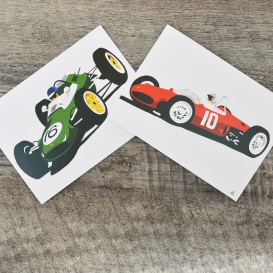 Robin Bark Single Seat Racers Greetings Card