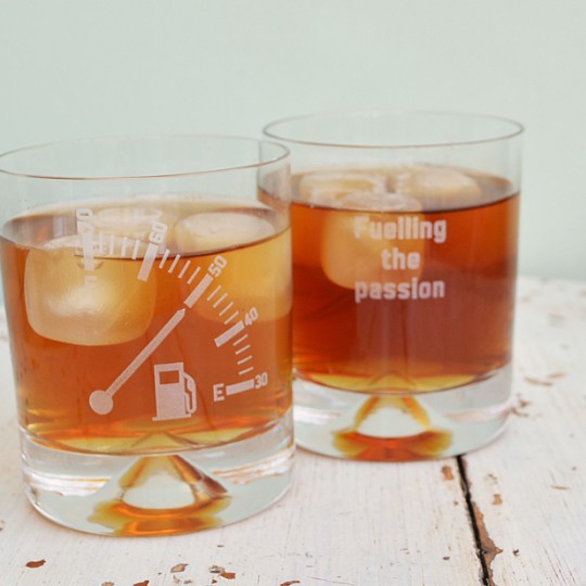 Personalised Etched Fuel Gauge Glass Tumbler