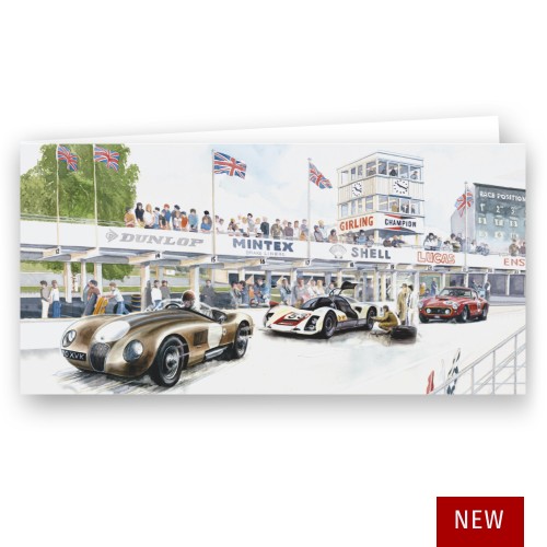Uli Ehret Greetings Card - Goodwood Pitlane Uli Ehret Greetings Card - Goodwood Pitlane