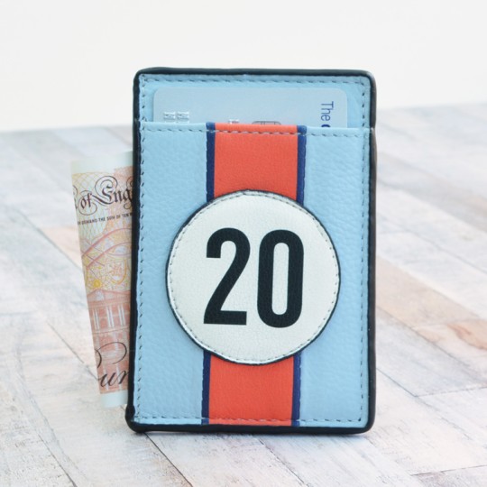 No 20 Blue Racing Stripe Card Holder