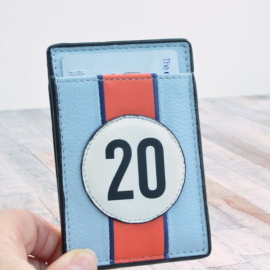 No 20 Blue Racing Stripe Card Holder