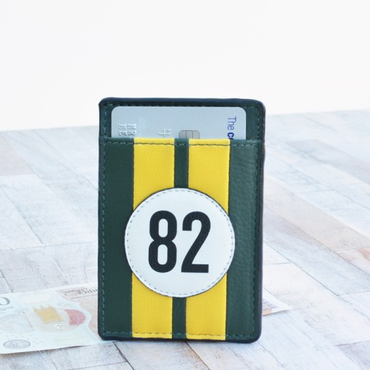 No 82 Green Racing Stripe Card Holder