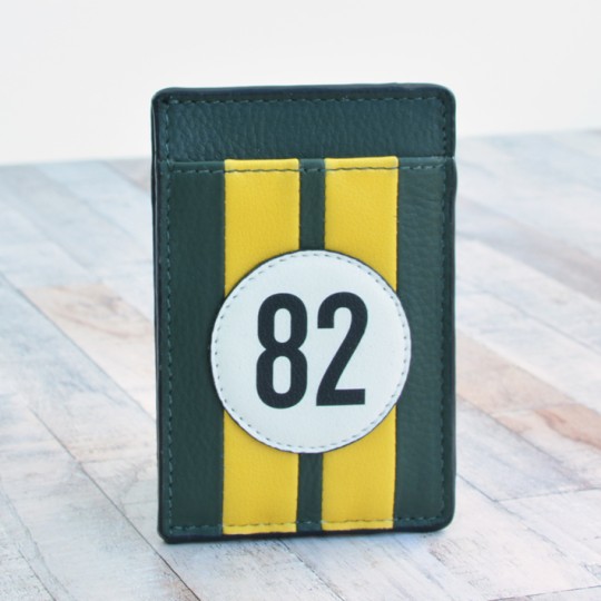 No 82 Green Racing Stripe Card Holder