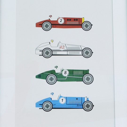 Four Racing Cars Unframed Print 