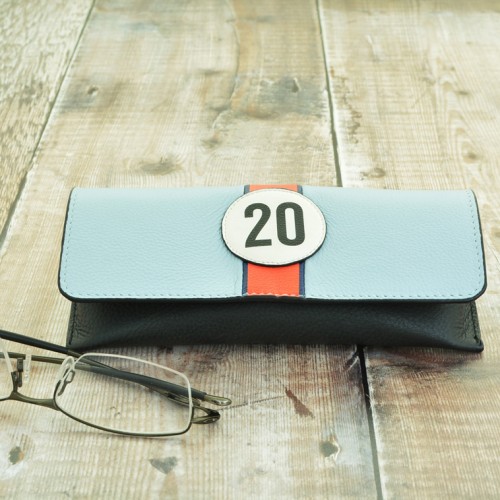 No 20 Blue Racing Stripe Glasses Case