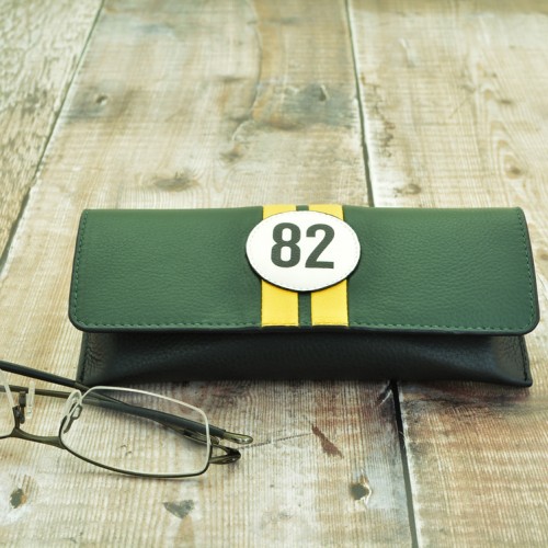 No 82 Green Racing Stripe Glasses Case