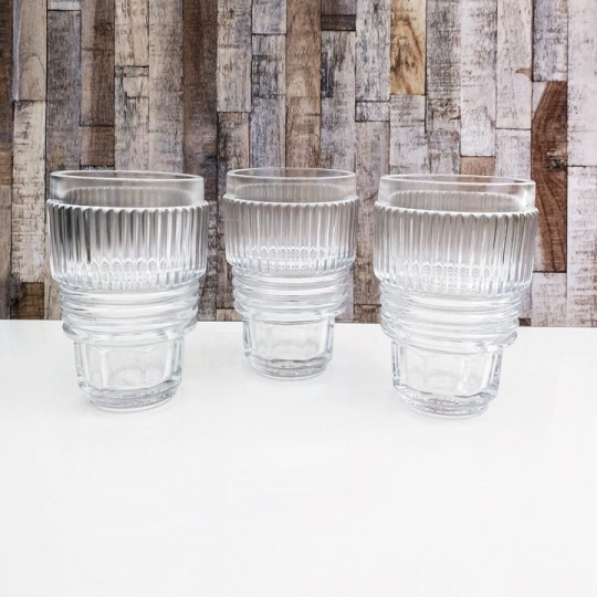 Wire Wheel Hub Set of 3 Glass Tumblers