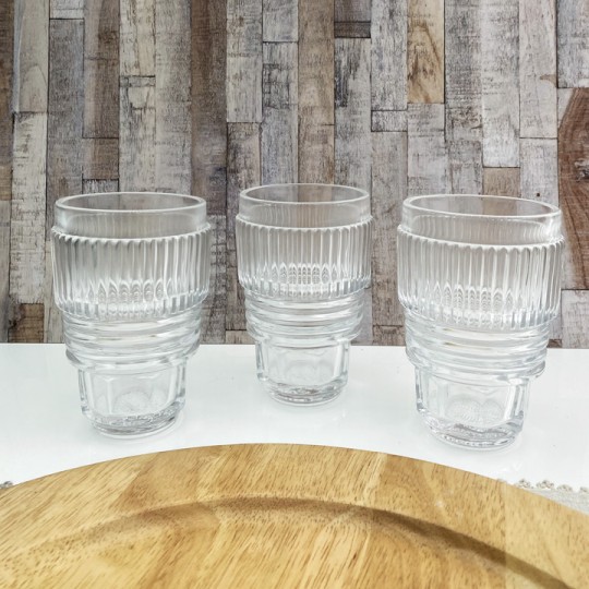 Wire Wheel Hub Set of 3 Glass Tumblers