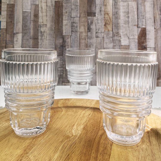 Wire Wheel Hub Set of 3 Glass Tumblers