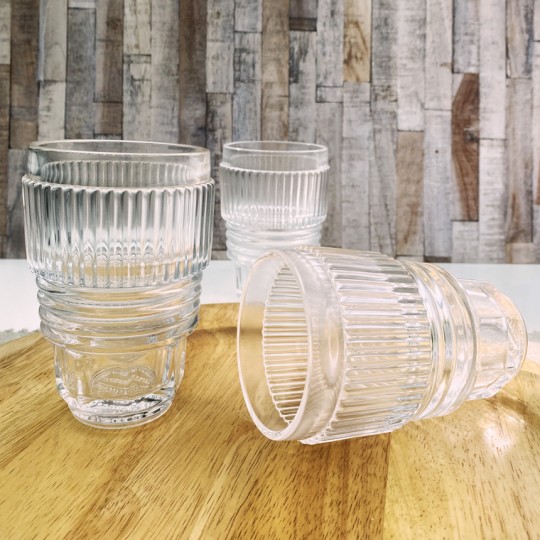 Wire Wheel Hub Set of 3 Glass Tumblers