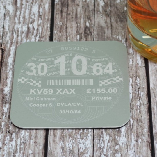 Personalised Etched Tax Disc Coaster