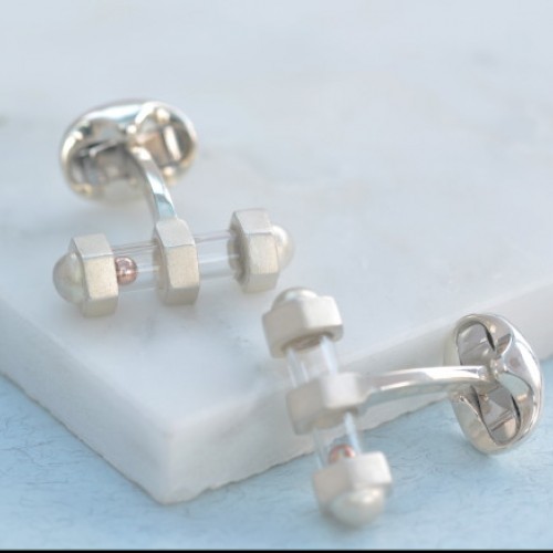 Solid Silver Bolt Cufflinks