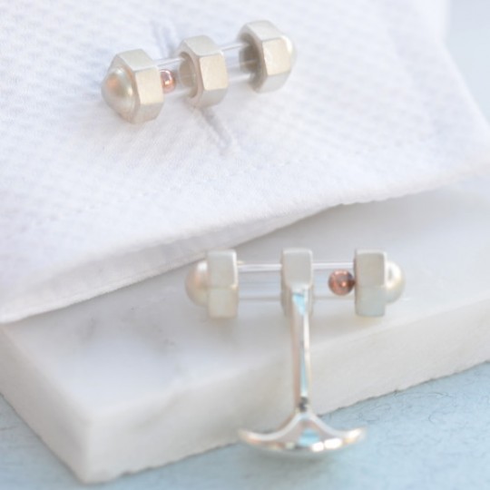 Solid Silver Bolt Cufflinks