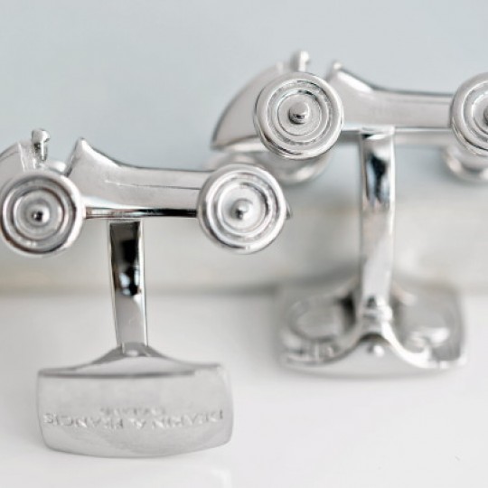 Rhodium Vintage Racing Car Cufflinks