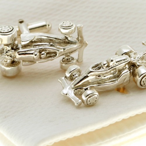 Solid Silver F1 Racing Car Cufflinks