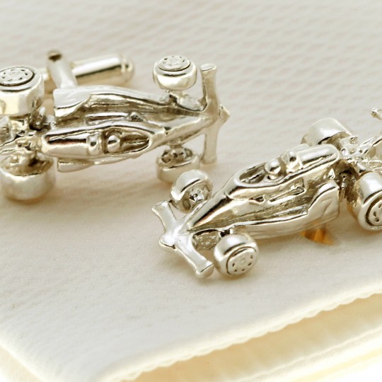 Solid Silver F1 Racing Car Cufflinks