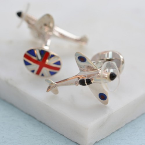 Solid Silver British Spitfire Cufflinks