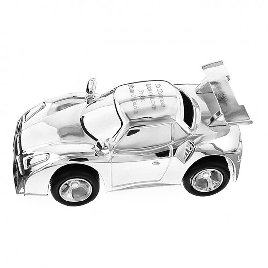 Personalised Silver Plated Racing Car Money Box