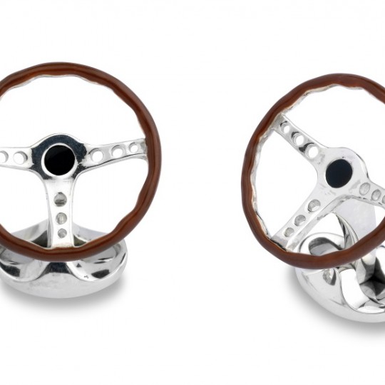 Solid Silver Steering Wheel Cufflinks