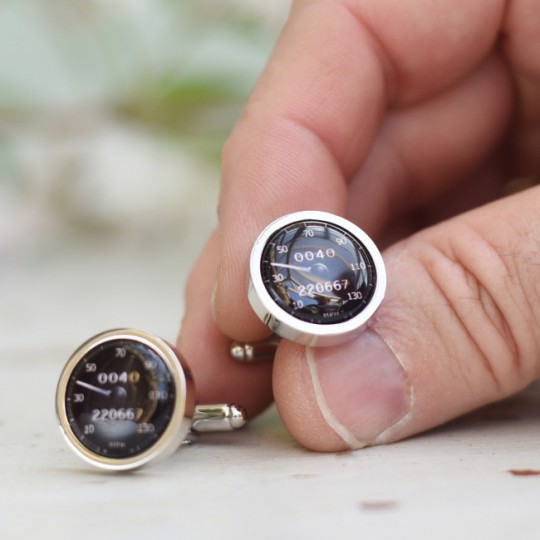 Personalised Black Speedometer Cufflinks