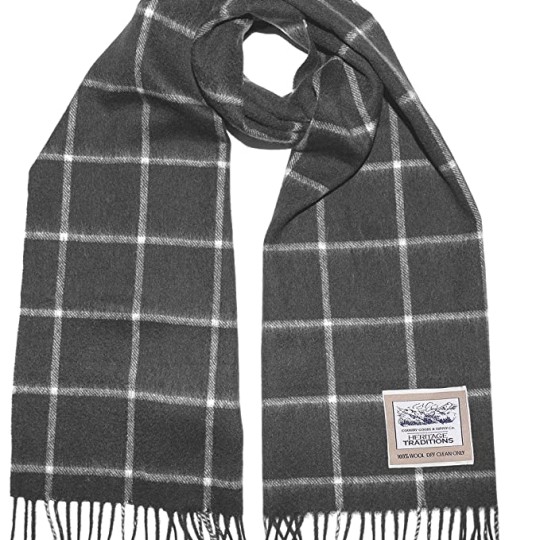 Grey Check Wool Scarf