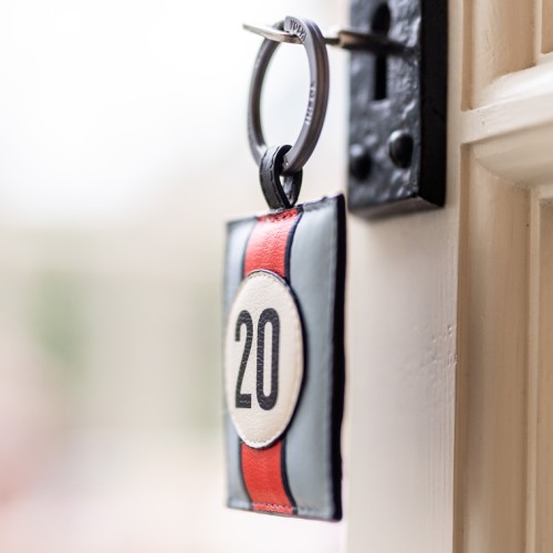 No 20 Blue Racing Stripe Keyring