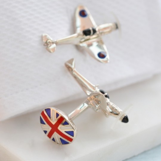 Solid Silver British Spitfire Cufflinks