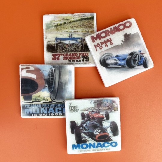 Monaco F1 Posters Coaster Set 
