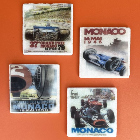 Monaco F1 Posters Coaster Set 