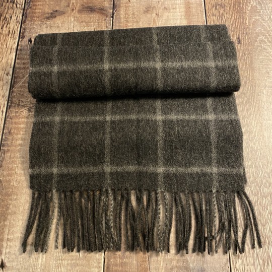 Grey Check Wool Scarf