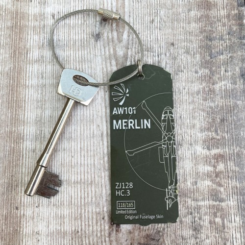 Reclaimed Merlin Helicopter Keyring / Luggage Tag