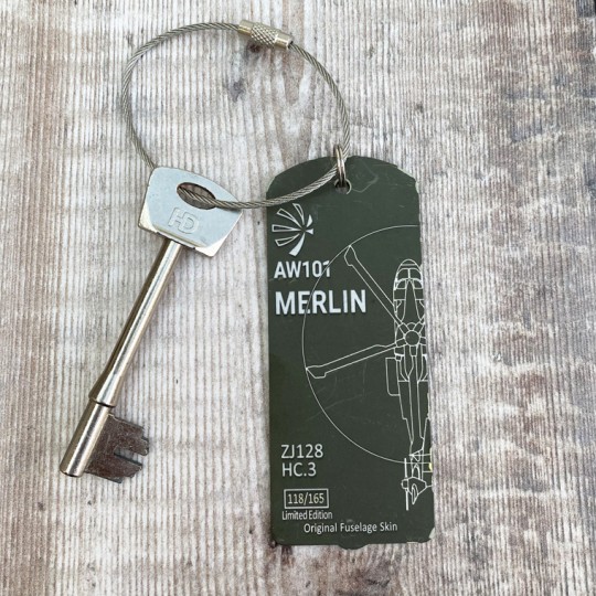 Reclaimed Merlin Helicopter Keyring / Luggage Tag