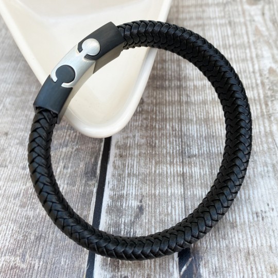 Tread Leather Bracelet Black