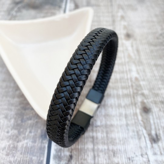 Tread Leather Bracelet Black