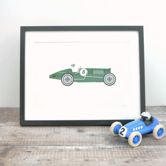 Green Racing Car Unframed Print 