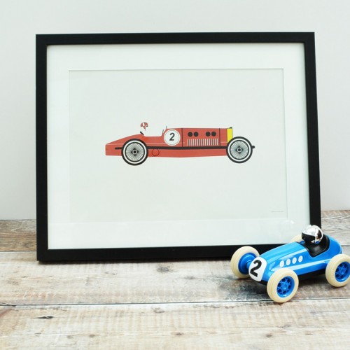 Red Racing Car Unframed Print 