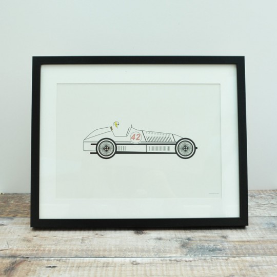 White Racing Car Unframed Print 