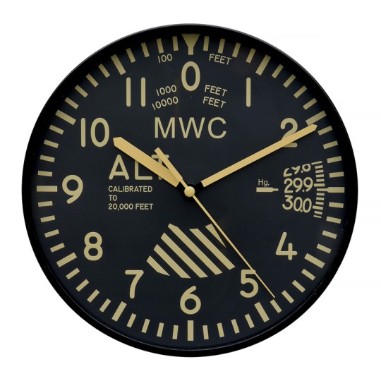 Small Altimeter Wall Clock Black