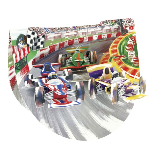Motor Racing 3D Pop Up Greetings Card