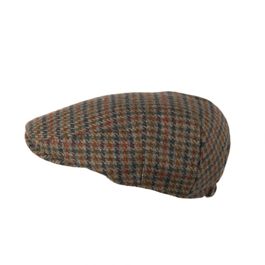 Tweed Flat Cap - Petrol Rust Houndstooth