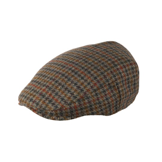 Tweed Flat Cap - Petrol Rust Houndstooth