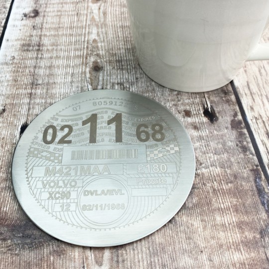 Personalised Engraved Tax Disc Coaster