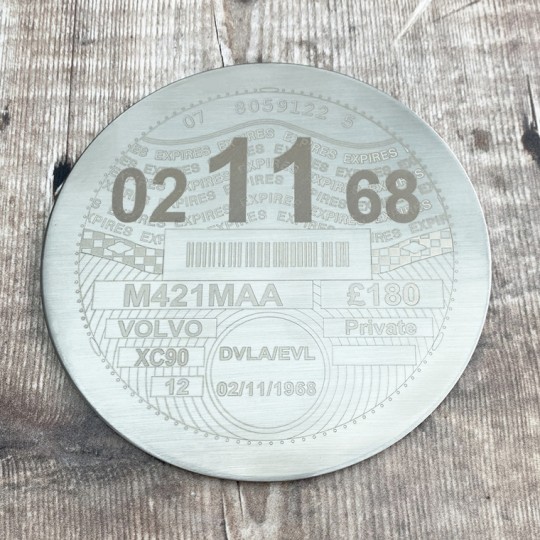 Personalised Engraved Tax Disc Coaster Personalised Engraved Tax Disc Coaster