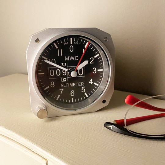 Small Altimeter Desk Clock Silver