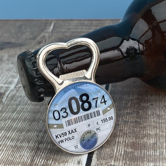 Personalised Tax Disc Bottle Opener