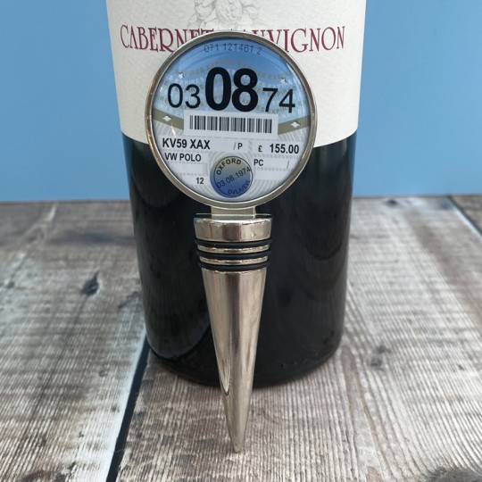 Personalised Tax Disc Bottle Stopper